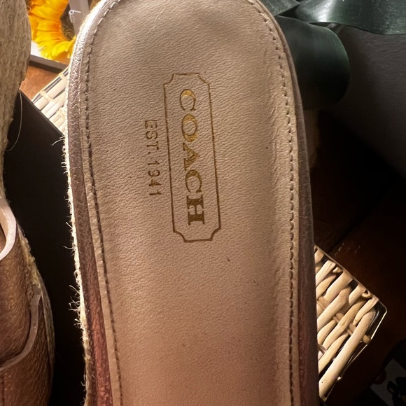 Coach Carlana Metallic Leather Wedge Sandals - Picture 4 of 4